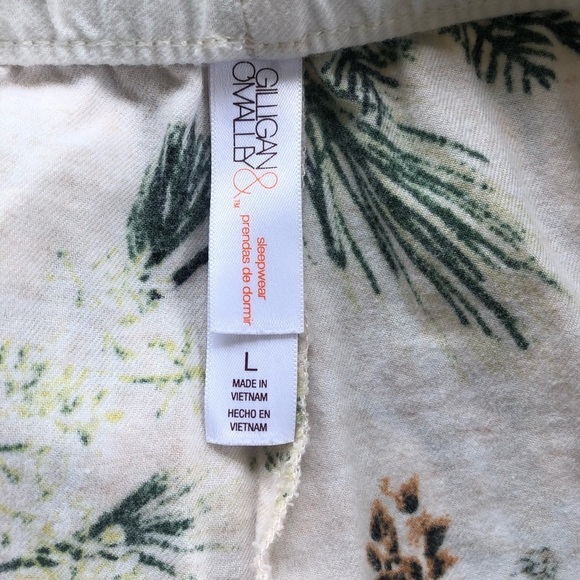 Cotton Pajama Set Long Sleeve Drawstring Pants Buffalo Plaid Bear & Pine Cones - Picture 4 of 8